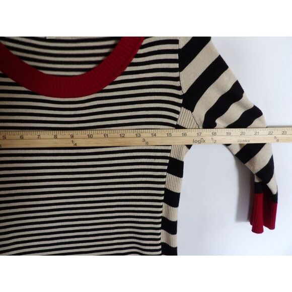 Pink Rose Dress Womens size PL Stripe cream black red Soft Midi Sweater - Picture 5 of 9